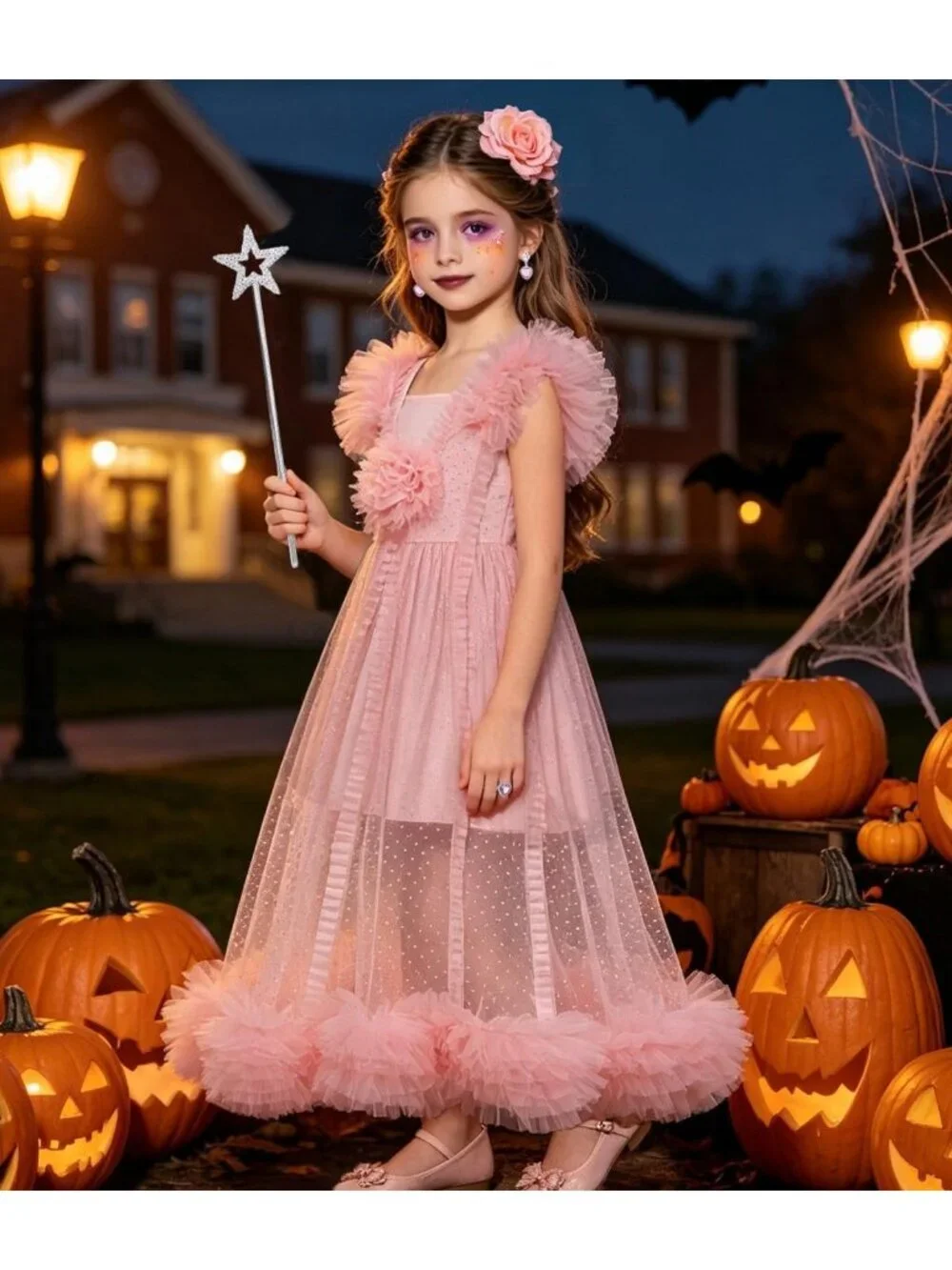 Girls Pink Witch Costume 2-Piece Set - Adorable Kids Halloween Outfit